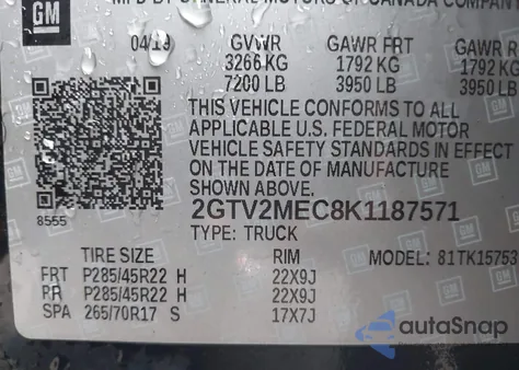 2019 GMC Sierra 1500 Limited Sle from USA, damaged, VIN 2GTV2MEC8K1187571
